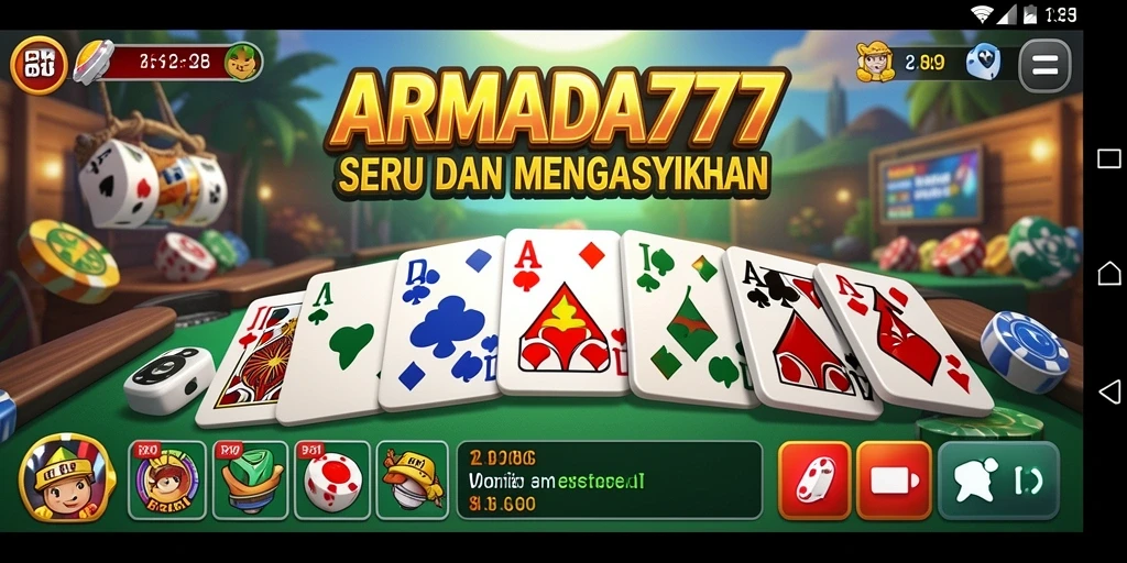Screenshot gameplay Domino di ARMADA777 yang menampilkan suasana permainan yang seru.