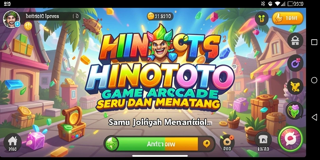 Tangkapan layar HINOTOTO menampilkan aksi gameplay arcade yang seru.