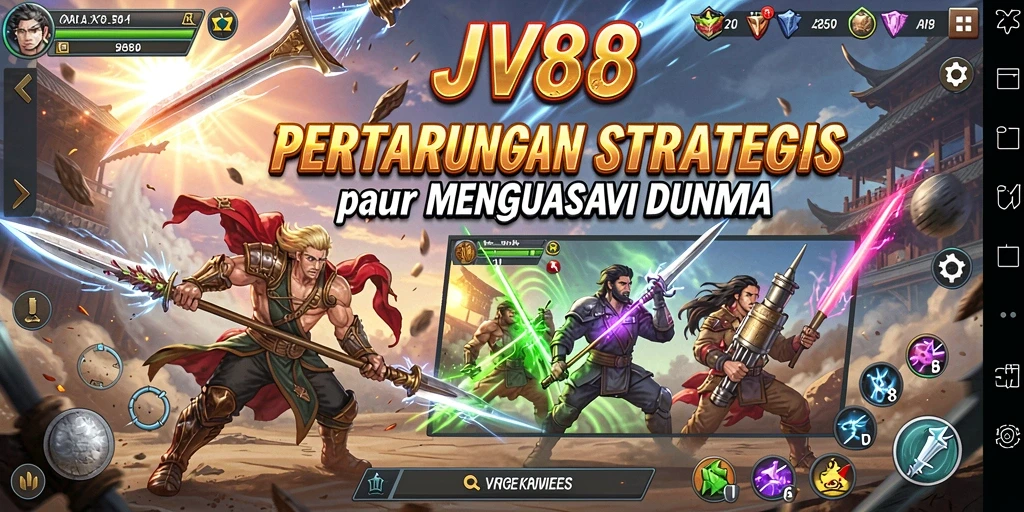 Screenshot menunjukkan aksi pertempuran strategis dalam JV88.