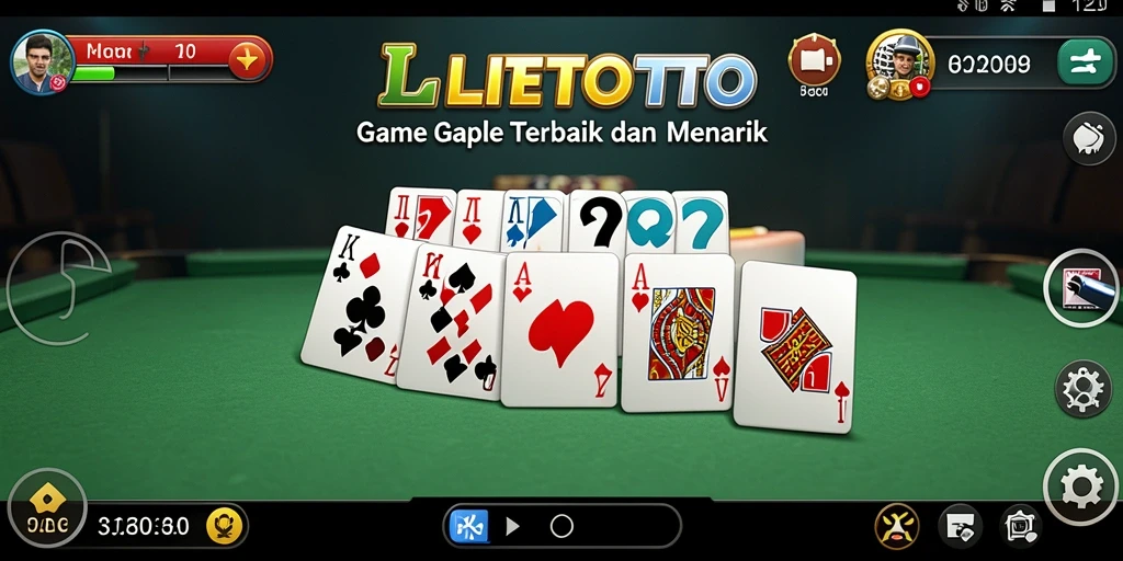 Screenshot permainan LITETOTO yang menunjukkan bermain Gaple secara online.