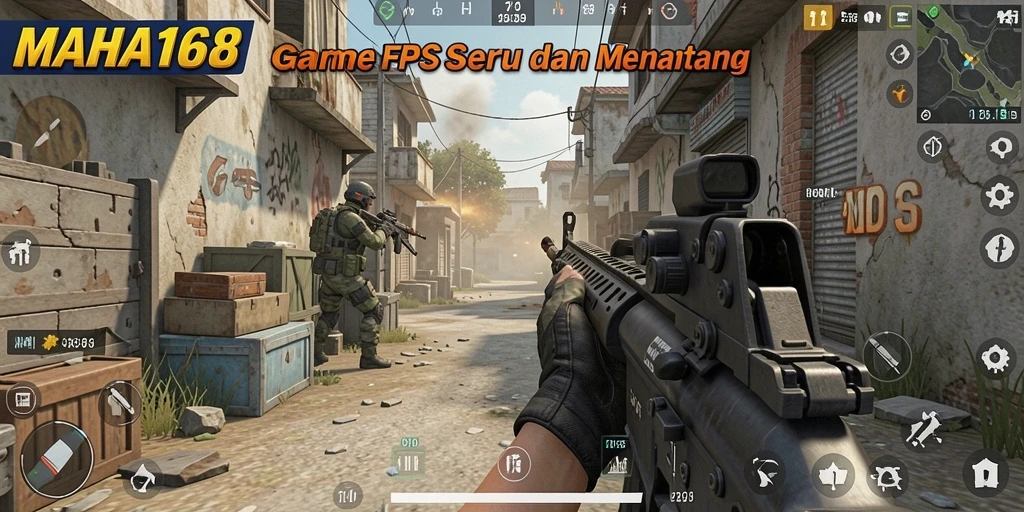 Screenshot gameplay MAHA168 dengan tampilan aksi FPS yang mendebarkan.