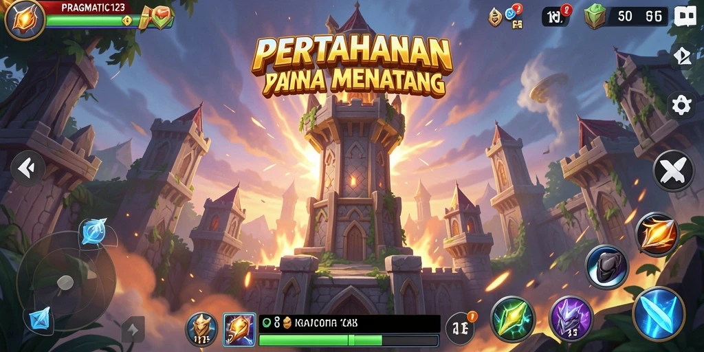 Tangkapan layar menampilkan aksi seru dalam permainan Tower Defense.