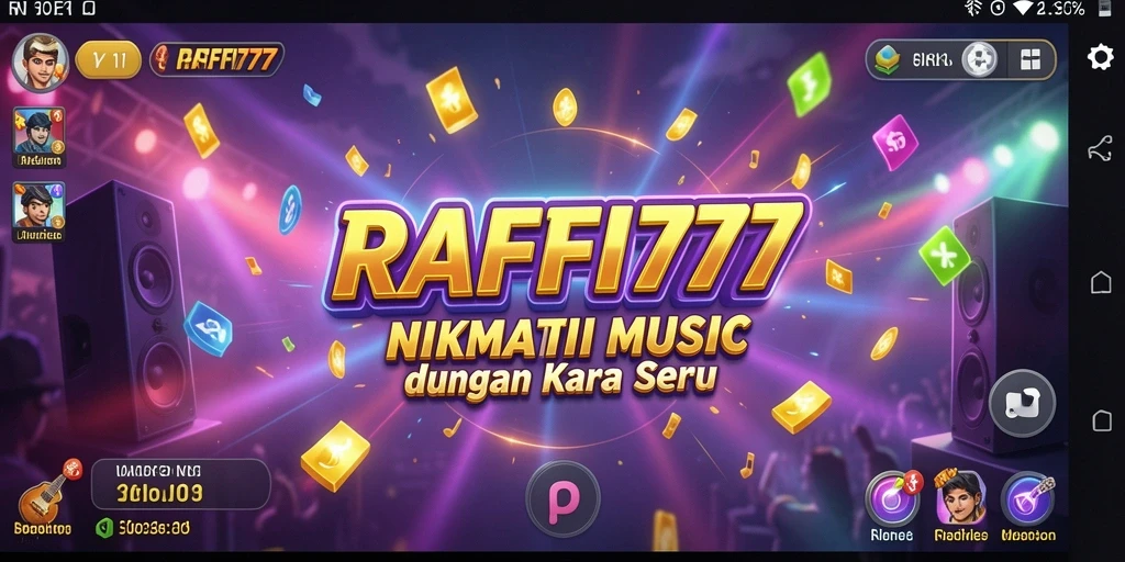 Tampilan utama RAFFI777 dengan gameplay musik yang menarik.