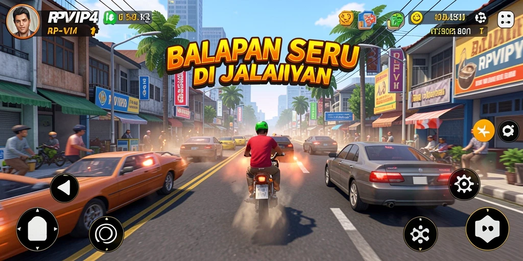 Tampilan gameplay Racing yang mendebarkan di RPVIP4.