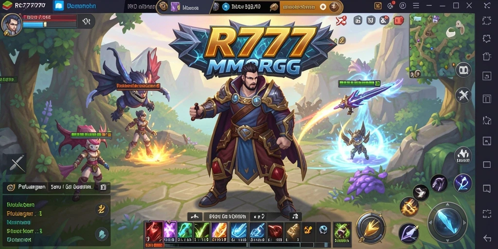 Screenshot gameplay MMORPG RR777 yang penuh aksi dan petualangan.