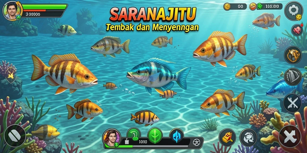 Tampilan menakjubkan dari gameplay Tembak Ikan SARANAJITU.