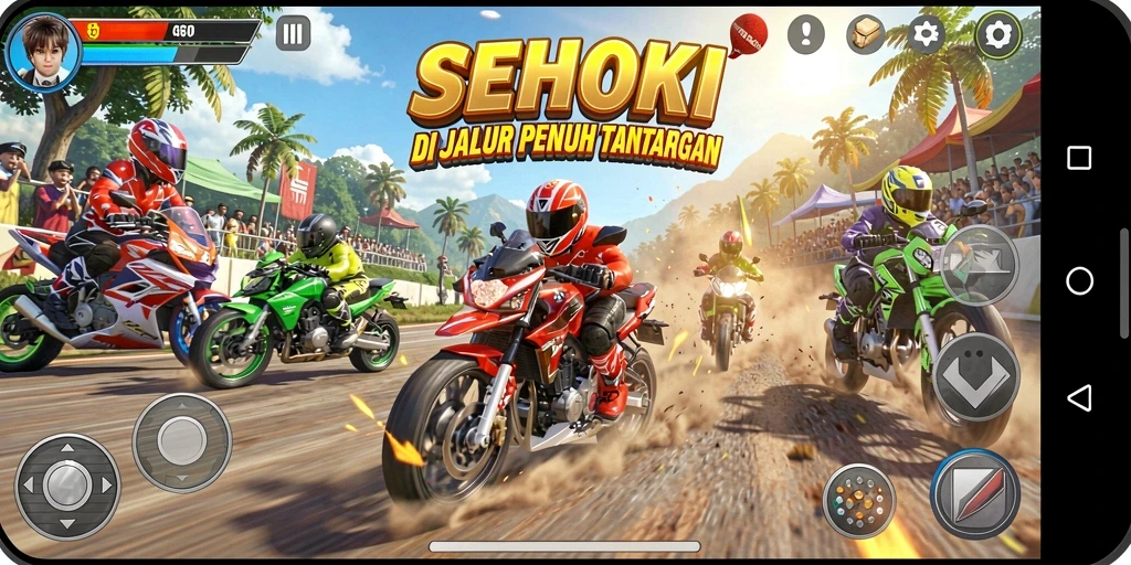 Gameplay balapan yang seru dan menegangkan di SEHOKI.