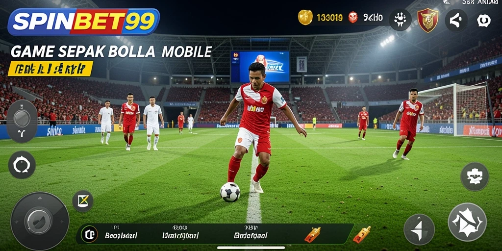 Tangkapan layar SPINBET99 menampilkan aksi seru di lapangan sepak bola.