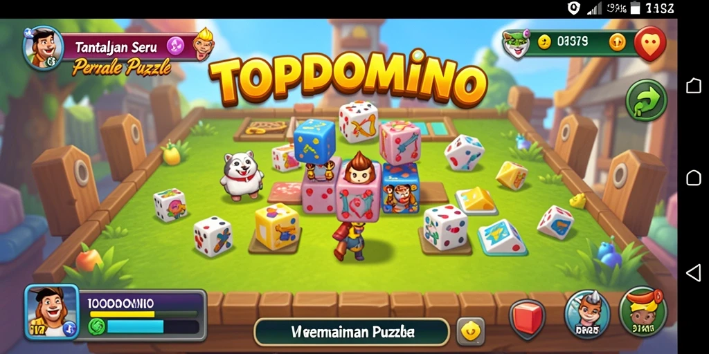 Screenshot gameplay <strong>TOPDOMINO</strong> menunjukkan keseruan dalam menyusun potongan domino.