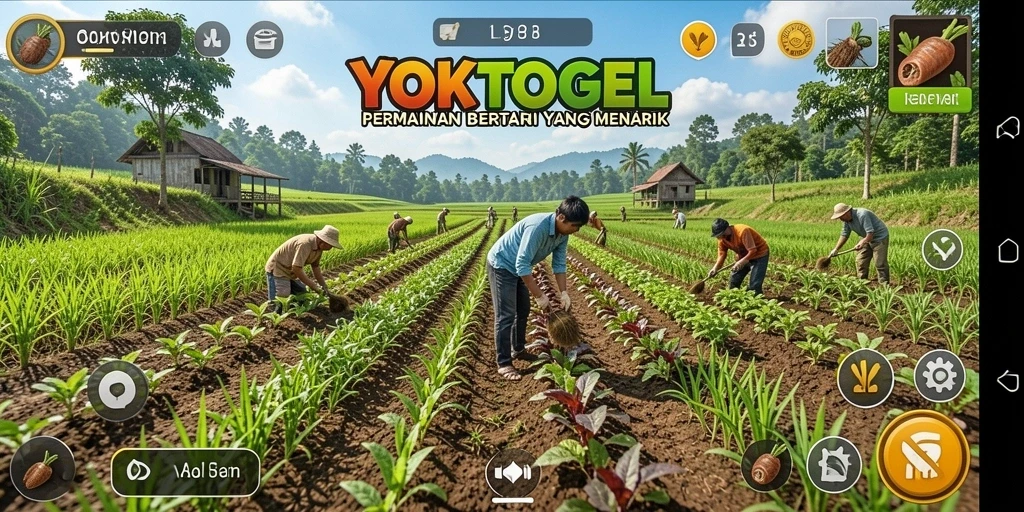 Tampilan gameplay YOKTOGEL yang menawan dengan lahan pertanian yang subur.